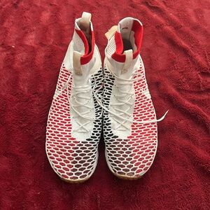 Used as is White and Red Mesh High-Top Nike Sneakers